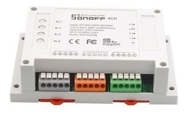 Imagen de SONOFF SWITCH WIFI 4 CANALES 220VAC 10A