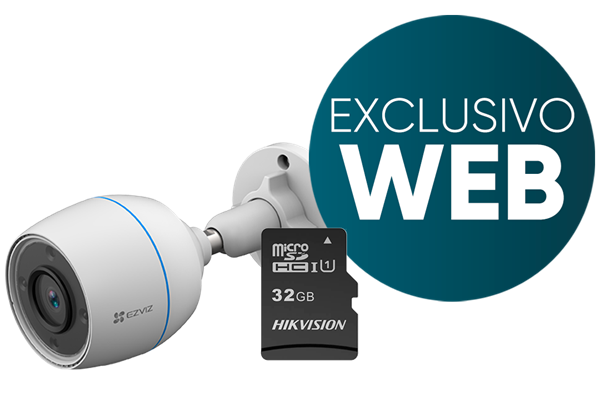 Imagen de CÁMARA WIFI EXTERIOR EZVIZ H3C COLORVU + MICRO SD 32GB